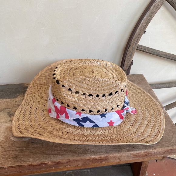 PATRIOTIC COWBOY HAT Red White Blue WovenStraw NEW - Picture 7 of 10